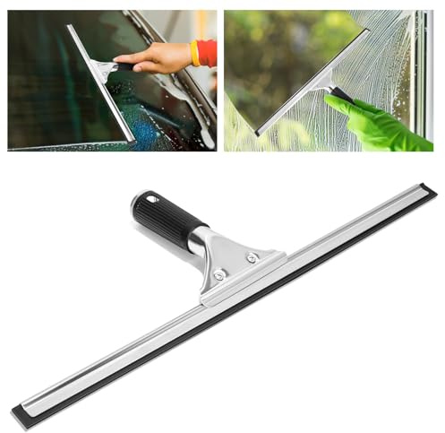 Fönsteravdragare professionellt set, rostfritt stål-avdragare, fönsterskrapa med gummiläpp i 45 cm bredd, fönsterrengöringsset med avtagbar skena i rostfritt stål som glasskrapa för fönsterrengöring