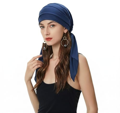 ZLYC Dam Chemo Turban mössa förbunden huvudduk Headwraps lätt hatt | Lätt andningsbar