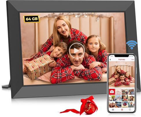 Digital Photo Frame 10.1 Inch Wifi Built-in 64GB Memory, 1280x800 HD IPS Touch Screen- Smart Electronic Digital Picture Frame, Memory Auto-Rotate, Wall Mountable, Share Photos/Videos via frameo app