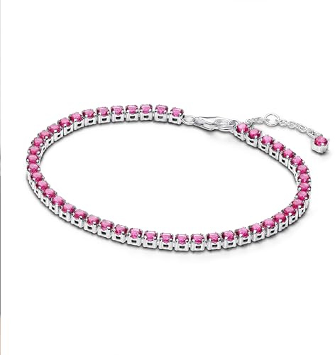 PANDORA Tidlös samling 591469C04-16 sterling silver glittrande rosa tennisarmband med kubisk zirkonia (16 cm)