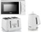 Swan Elegance White 1.7L 3KW Kettle, 4 Slice Toaster and 700W 20L Microwave SM4420WHT. Contemporary Matching Kitchen Set with a Sleek White Finish