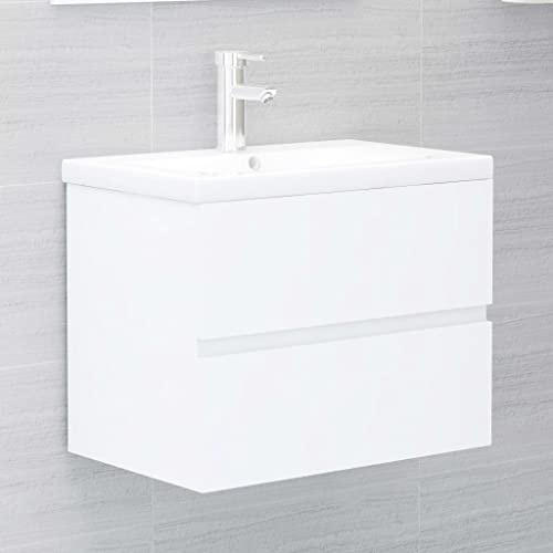 LLEZKBR Armarios y almacenamiento, unidades de tocador, unidades de tocador de baño, gabinete de lavabo con lavabo integrado, madera blanca de ingeniería
