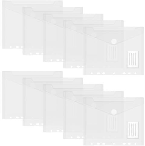 Juego de 10 fundas transparentes para documentos A5, 7 perforaciones para carpetas, archivado de PVC para la escuela, la oficina y el hogar