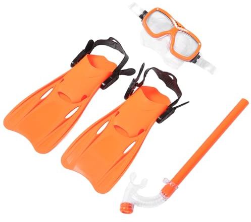 Alipis Masque de Plongée Garçon Fille Orange avec Tuba et Courtes Léger Étanche et Confortable Kit Snorkeling pour Natation et Plongée