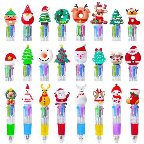 KIDRENFUN Christmas Party Bag Fillers Kids - 24 PCS Christmas Pens Mini Stationery, Eve Box Filler Stocking Fillers, Class Xmas Gifts for Children Teacher Gifts, Cracker Fillers Bulk Party Favours