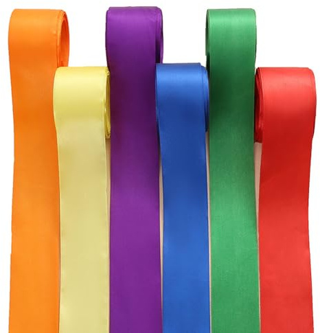 CEWROM Cinta de raso arcoíris de 60 m, 50 mm de ancho, cinta de tela colorida, cinta de regalo ancha, cinta de tela grande, cintas de raso para envolver regalos, bodas, manualidades, cumpleaños