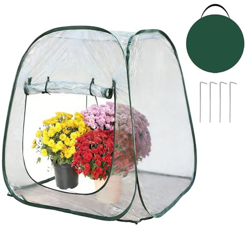 Pop-up-växthus - Mini växthus 98 x 98 cm, problemfri installation | Vintertält för växtskydd med anpassningsbar design, popup-odlingstält för trädgårdsväxter fre