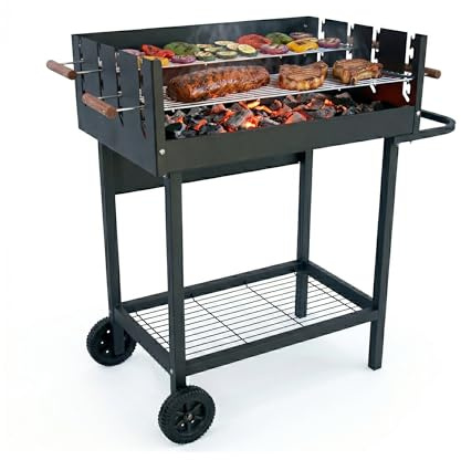 Amig - Barbacoa de carbón - 94 x 51 x 93 cm - Negro - Fabricado en Acero - para jardín y patio con uso familiar y reuniones con montaje sencillo limpieza cómoda y calidad consistente. Mod. DRAKEN