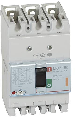 Legrand 420041 Disjoncteur Magnétothermique DPX³160, Pouvoir de Coupure 25kA 400V~, 3P, 25A