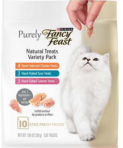 Purina Fancy Feast Natural Cat Treats Variety Pack, Purely Natural - (Pack of 5) 10 ct. Pouches