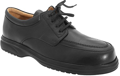 Roamers Lowell Mens Leather Wide (E) Fit Shoes Black