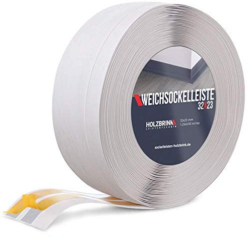 HOLZBRINK Weichsockelleiste selbstklebend PVC 32x23mm, 5 m | Küchenleiste Arbeitsplatte | Abschlussleiste selbstklebend für Badezimmer | Farbe: Birke