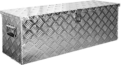 Trucky Truckbox, Deichselbox Aluminium, Anhängerbox 15 Größen, Werkzeugkiste mit Schloss und Schlüssel, stabil und wasserdicht, Boxentyp:D100 (99 x 33 x 32 cm)