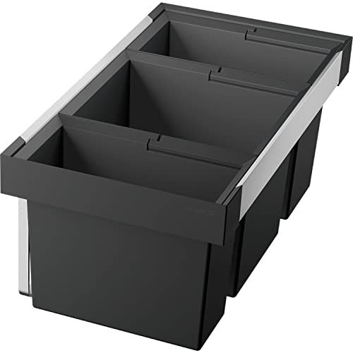 BLANCO FLEXON II low 80/3 | Abfall Müllsystem | für 80 cm breite Unterschränke | System zum Einbau in Schubladen | 1 x 30 Liter | 1 x 19 Liter und 1 x 16 Liter Eimer | Minimale Einbauhöhe: 324 mm