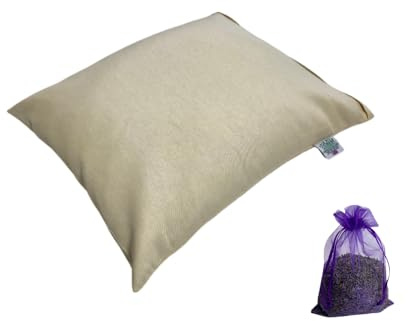 Brow Farm Buckwheat Hull-Filled Small Pillow with Lavender Bag – Sobakawa Style (51×46×12 cm) | Adjustable Loft | 100% Cotton Zip Cover | Natural, Breathable Support Pillow