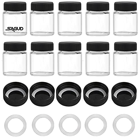 Sagud 10pcs Airbrush Flaschen 2/3 oz 20cc Kunststoff Deckel Kit und zusätzliche 5pcs Deckel 5pcs O-Ringe, Airbrush Farbe Lagertank für Pigmente und farbige TinteAirbrush-Gläser