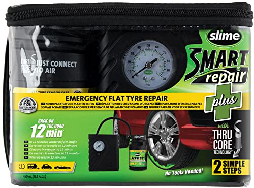 Slime 50138-51 Pneumatico Antiforatura, Smart Repair Plus, Kit di Emergenza per Pneumatici Auto, Contiene Sigillante e Compressore Pneumatici, per Auto e Altri Veicoli Stradali, Riparazione in 12 min