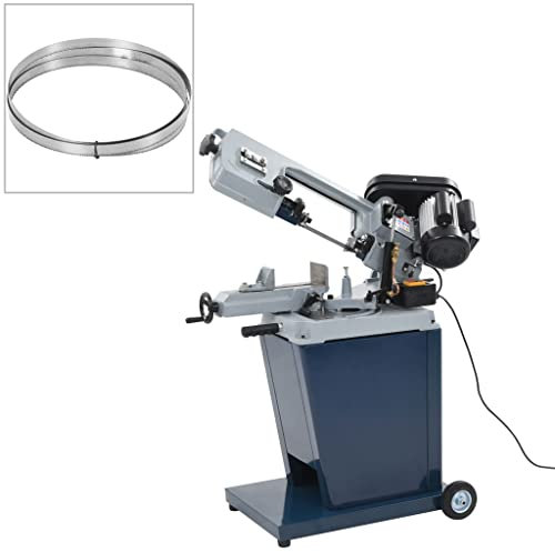 vidaXL Sega a nastro in metallo con base solida 230 V Segatrice verticale per metallo Macchina da taglio per metalli Varie velocità e angolo portatile con ruote