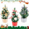 Mini Albero di Natale artificiale, 3 pezzi da 20 cm Mini Albero di Natale da Tavolo, Mini Albero di pino Natalizio con Palline Ornamentali Bowknot per la Decorazione di Natale