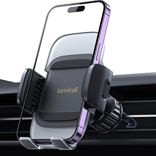 Lamicall Handyhalterung Auto, Handy Autohalterung - [2025 Federclip] Universal Lüftung Handyhalter Auto, 360 Grad Vent KFZ Halterung für iPhone 17/16/15/14/13 Pro Max Plus, Samsung 4-7 Zoll Smartphone