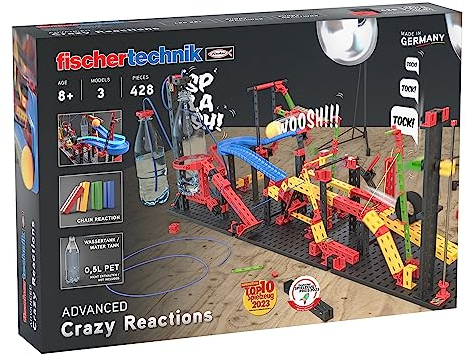 fischertechnik Crazy Reactions 569018 – Bausatz mit Seilzug, Hebel & Getriebe, Spielzeug für Kinder ab 8 Jahren