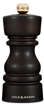Cole & Mason H233016 London Precision Chokladträ pepparkvarn + kolmekanism pepparkvarn med justerbar slipning bokträ 130 mm kryddkvarn livstidsgaranti