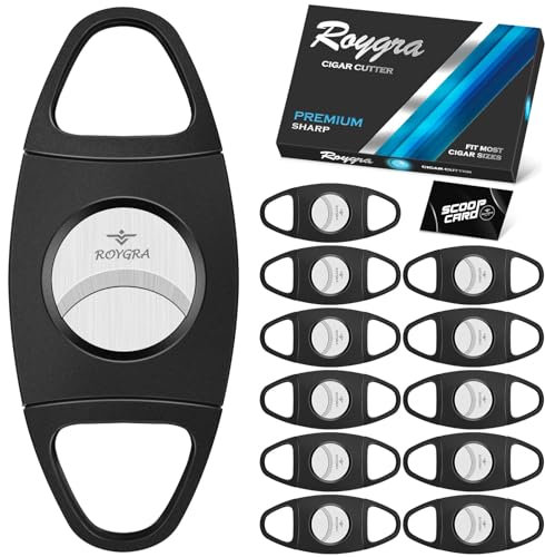 roygra Tagliasigari, ingrandire 65 anelli, misura quasi sigari, ghigliottina doppia lama – Set di 12