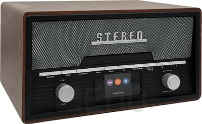 Denver Radio Dab Lecteur CD - Radio Vintage - Bluetooth - 20 Stations préréglées - Dab/FM/AUX (Darkwood)