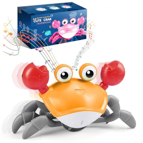 Adeokay Cangrejo Juguete Bebe Juguetes Niños 1-2 Años, Juguetes Bebés 3-6-12 Meses Regalo Niña 1-2 Años Tummy Time Regalos Originales Cumpleaños Bebés 1 Año Juguetes para Bebé