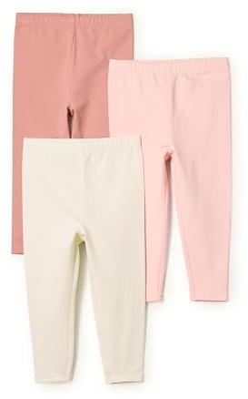 Amazon Essentials x Sofia Grainge Unisex Babies' Legging, Pack of 3, Ivory/Pink/Terracotta, 0-3 Months