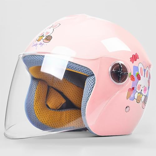 Motorcycle Helmet Kids Bike Helmet for Children Electric Lightweight Full Face Helmet Four Seasons with Sun Visor Boys Girls for 3-12 Years Old C,48-55cm