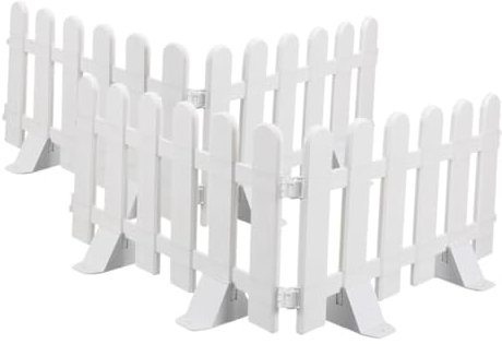 YARNOW 4 Pcs Decorative White Plastic Garden Fence Edging Indoor & Outdoor Lawn Border for Flowerbeds and Plants Durable Lawn Edging Fencing for Garden Yard