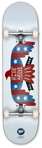 Mob Skateboard Rise 8.0 Complete - Komplettboard 31.875 x 8 Zoll - Holzboard aus Ahornholz - fertig montiert - Anfänger und Profi Skateboard für Jugendliche, Erwachsene - Adler Amerika - Weiß