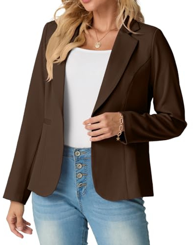 GRECERELLE Womens Blazer Suit Long Sleeve Ladies Jackets Casual Elegant Work Office Blazers Work,Wedding with Buttons Pockets for Women UK 8-20