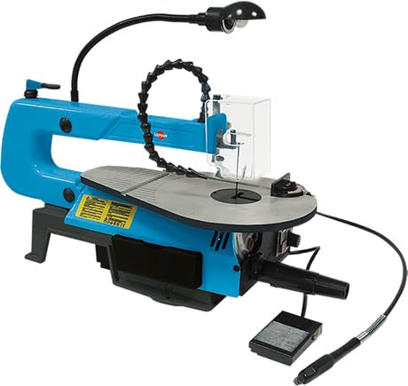 LEMAN - Sierra de Marquetería SAC407, 400 mm, Motor 90 W, Mesa Inclinable 45°, Control por Pedal, Microherramientas