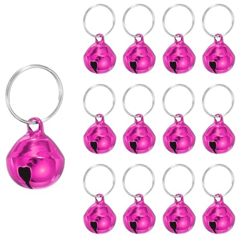 PATIKIL 12 Pezzi Campanellini Per Cani Mini Campanelli Per Gatti Campanellini Per Collari Di Animali Domestici Portachiavi Carini In Metallo Jingle Sonoro Per Collari Rosa Fluorescente