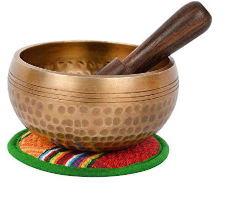 Tibetan Hand Hammered Meditation Singing Bowl with Ethnic bag. For Mindfulness, Relaxation & Healing (Ham-Small) (B66)