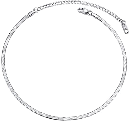 PROSTEEL Kurze Kette Collier Damen Edelstahl 3mm Schlangenkette 32cm/41cm verstellbar Choker Necklace Halsband für Frauen Mädchen Modeschmuck Accessoire für Weihnachten Valentinstag