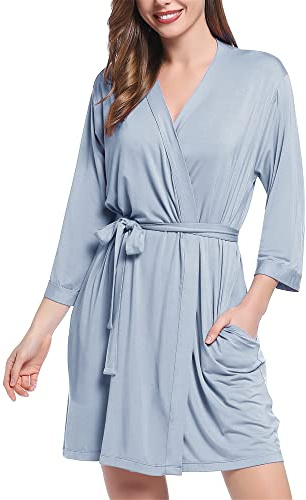 Joyaria Women Lightweight Bathrobe Bamboo Viscose Super Soft Comfy Summer Cooling Short Lounge robe Sleepwear S-XXL