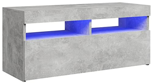 vidaXL Mobile Porta TV con Luci LED Grigio Cemento 90x35x40 cm