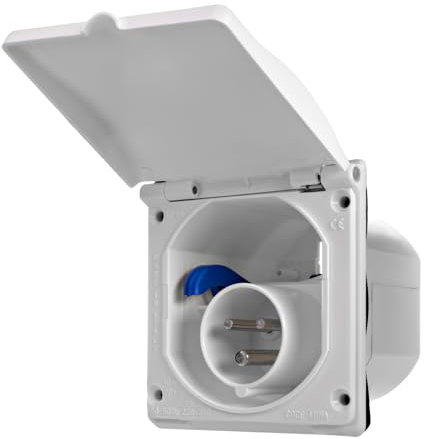 BITS4REASONS MAYPOLE NEW MODEL ROSI MP598B 240V 16A MAINS FLUSH FIT SOCKET SPLASHPROOF RATING IP44 (WHITE)