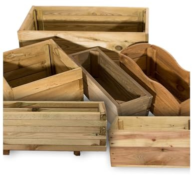 Jardin202 - Jardineras de Madera Maciza de Pino | Maceteros de Madera tratada para Jardín y Terraza | Cuadrado