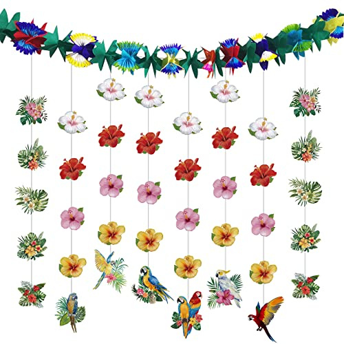 DUGYIRS 8 Piezas Adornos Colgantes de Papel para Aves Tropicales y Guirnalda de Papel para Fiesta Tropical de Verano Cumpleaños de los Niños Decoraciones de Pared de Jardín de Infantes