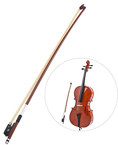 HUIOP Bien equilibrado octogonal Brazilwood 4/4 Cello arco de crin Ronda palillo de ébano de la rana,arco de violoncelle