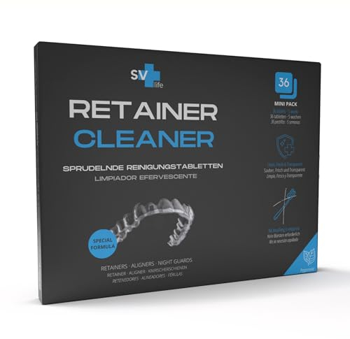36 Reinigungstabletten für Transparente Retainer, Aligner, Knirschschiene | Antibakterielle 2-in-1-Formel mit Aktivsauerstoff, Minze (set 5 wochen)