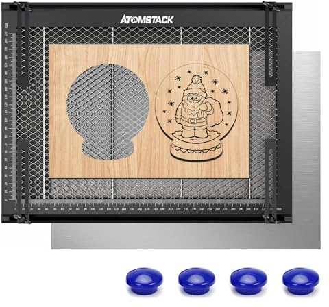 ATOMSTACK F1 - Panneau de table de travail laser en nid d'abeille - Découpe laser - 380 x 284 x 22 mm - Avec crochet, plaque en aluminium et support - Compatible avec différentes machines de gravure