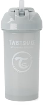 Twistshake Baby-Schnabeltasse mit Strohhalm - 360ml | Auslaufsichere Baby-Wasserflaschen | Auslaufsichere Schnabeltasse | BPA-freie | Trainings-Schnabeltasse für Kinder | Hellgrau, 88715
