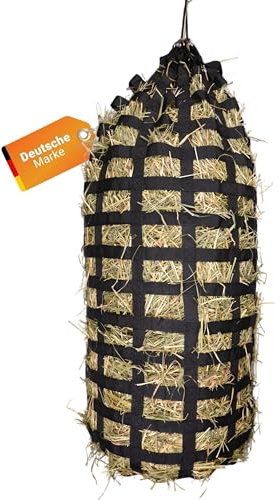 Flori's Heunetz für Pferde engmaschig - Premium Heusack für Pferde zur artgerechten Fütterung | 90 x 60 cm groß - Füllmenge: bis 3 kg | Heuraufe Pferd | Spielzeug für Pferde | Heunetz engmaschig