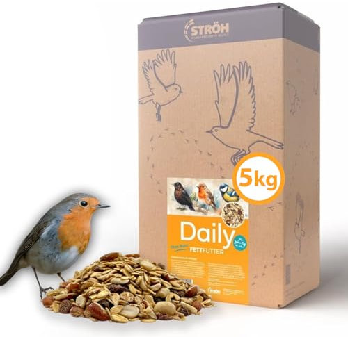 Daily Fettfutter – 5 kg Hochwertiges Wildvogelfutter | energiereiche Mischung aus Hafer- und Weizenflocken, Erdnussbruch & Rosinen | ganzjährig geeignet | nachhaltige Verpackung | 100% Natur