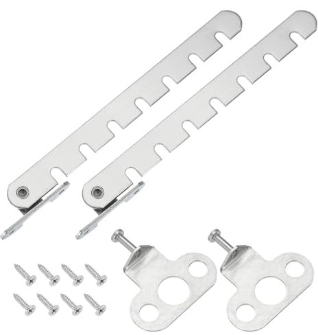 sourcing map Window Restrictor Latch Window Safety Lock Stopper, Limit Stay Adjustable Casement Window Limiter with 7 Slots for Inward Opening Window, Silver Tone (2 Set, 43mm)